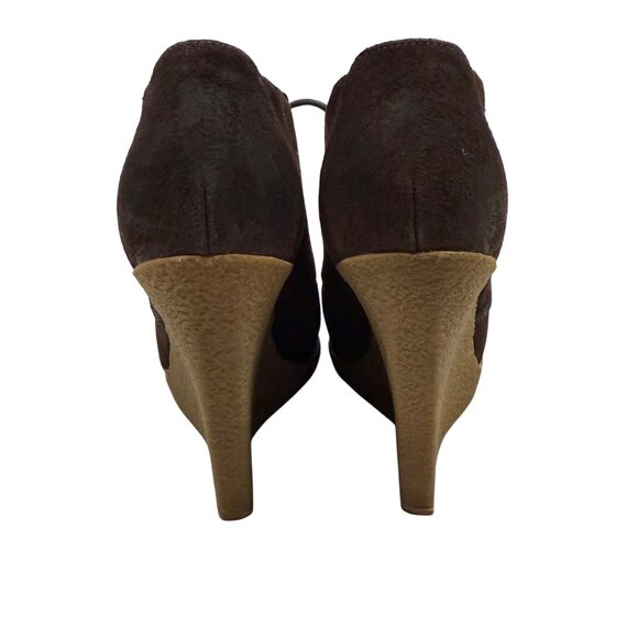 Enzo Angiolini Eaflory Brown Suede Wedge Heel Booties Size 7 - Picture 5 of 11